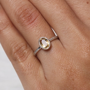 Bague citrine naturelle, bague en argent sterling 925, bague avec pierre de naissance de novembre, bague faite main, bijoux en argent pour femme, pierre provenant du Brésil