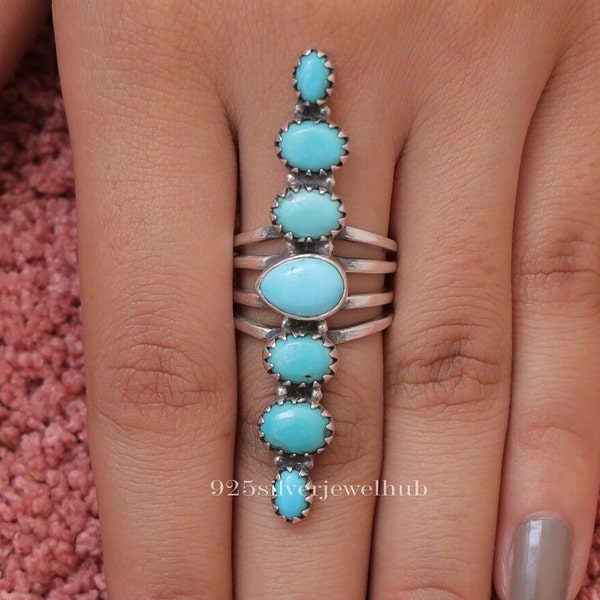 Anillo de turquesa de Arizona, anillo de plata de ley 925, anillo de piedra preciosa, anillo llamativo, joyería hecha a mano, anillo de plata para mujer, regalo para ella