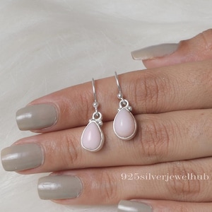 Pink Opal Earrings, 925 Sterling Silver Earrings, Dangle Drop Earrings, Opal Silver Jewellery, Handmade Gemstone Earrings, Gift For Her