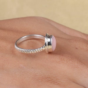 Pink Opal Ring, 925 Sterling Silver Ring, October Birthstone, Oval Gemstone Ring, Pink Crystal Ring, Handmade Jewelry, Personalized Gifts image 6