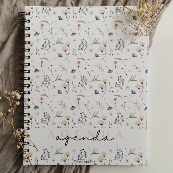 Undated 12-month floral diary