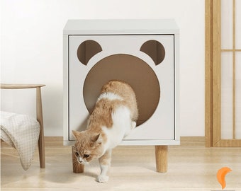 Mueble para Gatos Arenero para Gatos Casa de Aseo Gatos Mascotas de Madera con Puerta y Amplia Entrada para Sala de Estar Dormitorio Entrada