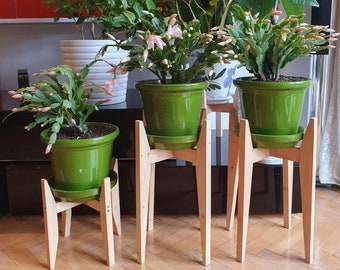 Support de plantes, Pot Holder Retro Pots Étagère à fleurs en bois pour intérieur et extérieur 40 (H) x 25 (W) x 25 (W)