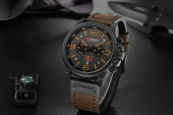 Curren casual sport watches for men blue top brand luxury military leather wrist watch man clock fashion chronograph wristwatch sales