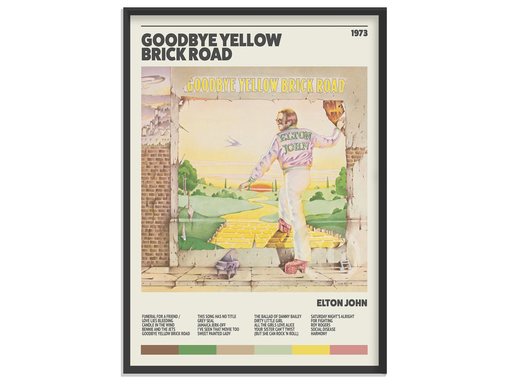 Elton John - Goodbye Yellow Brick Road Retro Album Premium Matte Vertical Posters