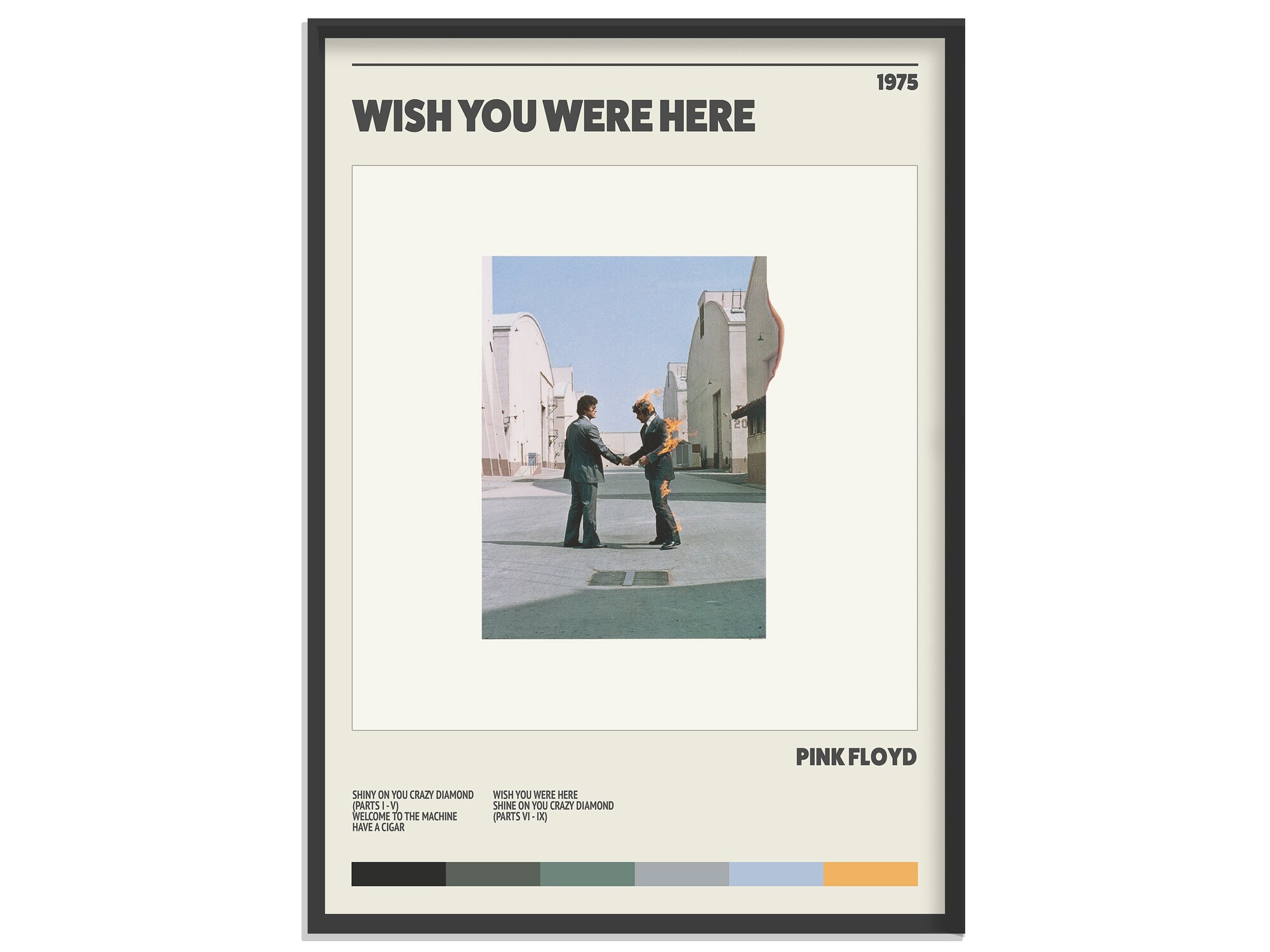 Pink Floyd - Wish You Were Here - Retro Album Print | Music Poster
