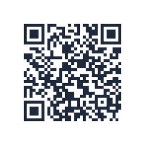 May include: A square QR code featuring a high-contrast pattern of dark navy blue modules arranged on a solid white background. The design includes three large square alignment markers positioned in the top left, top right, and bottom left corners.