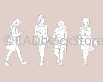 WALKING WOMEN CAD block