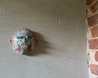Original Ceramic Mask Art, Handpainted and Handmade Wall Decoration, Unique Living Room Art, Original Artwork, Boyfriend Gift