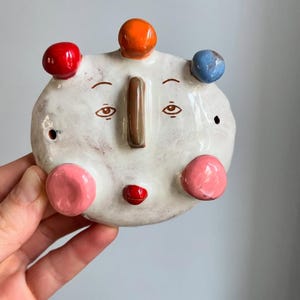 MADE TO ORDER: Whimsical Ceramic Wall Art, Colorful Wall Art, Wall Mask, Hallway Art