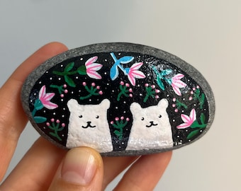 Treasure Stone / Handpainted Sea Pebble / Acrylic on Stone / Tiny Painting / Handpainted Art / Teacher Gift / Best Friend Gift / OOAK