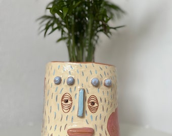 Plantadora maximalista peculiar / Maceta de interior / Maceta de dos caras / Jardinera linda / Regalo de mamá planta / Maceta de cerámica hecha a mano