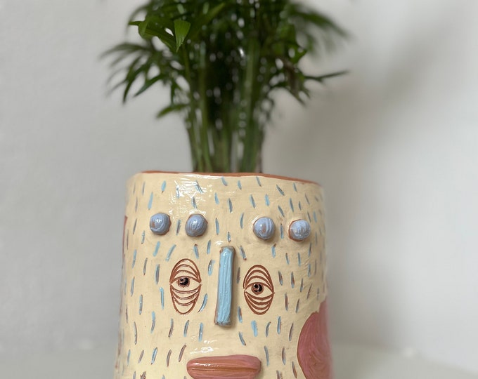 Quirky Maximalist Planter / Indoor Plant Pot / Two-Faced Plant pot / Cute Planter / Plant Mom Gift / Handmade Ceramic Plant Pot