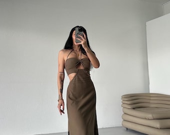 Boho Greek Goddess Dress:Beach Wedding,Cotton Summer,Sexy Festival,Cleopatra,Island,Backless,