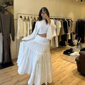 Boho Two Piece Set,Long Maxi Skirt,Flowy loose Top,Cotton Summer Outfit,Yoga Outfit,Beach Outfit,Harem,Dance Skirt,Mexican Skirt,Tribal,