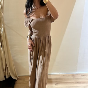 Abito in cotone boho, abito con maniche ampie, abito greco, abito da damigella d&#39;onore, abito da dea greca, abito da spiaggia, abito lungo, abito casual in cotone, festival