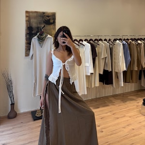 Boho Long Summer Skirt,High Slit Skirt,Flowy Skirt,Maxi Skirt,Gypsy,Tribal Outfit,Beach Outfit,Cotton,Harem,Hippie Skirt,Festival,Yoga