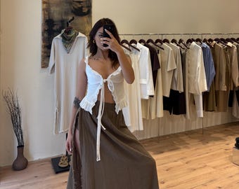 Boho Baumwolle Rock mit hohem Schlitz: Fließend, Mit Shorts Innen, Sommer Lang, Hippie, Maxi