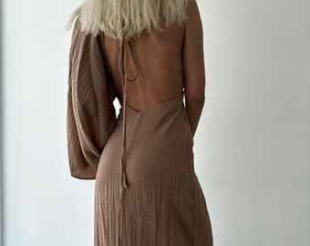 Deep V-Neck Backless Goddess Dress,Egyptian Roman Dress,Boho Slit Long Dress,Summer Long Dress,Wedding Guest Dress,Maxi Dress,Grecian Dress