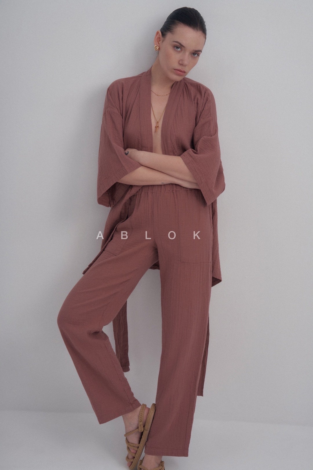 Retreat Cotton Pant- Pool Combo