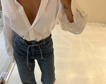 Cotton wide shirt: Long Sleeve,Loose,Flowing,Spring Wear,Casual,office clothes