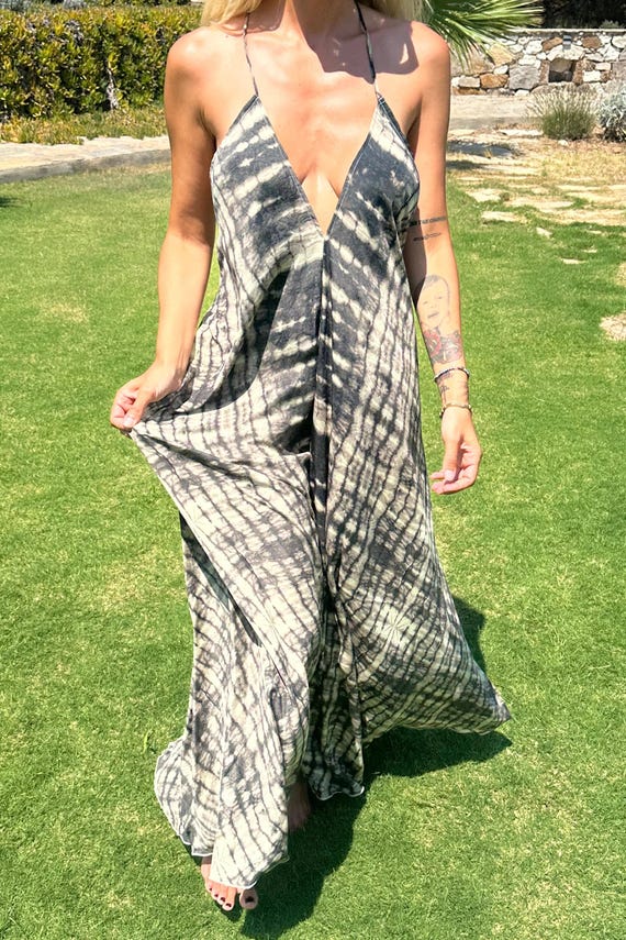 Boho Batik Open Back Dress: Organic Silk,Beach,Wedding Guest,Summer,Bali,Vacation,ndian Boho Batik Open Back Dress: Organic Silk,Beach,Wedding Guest,Summer,Bali,Vacation,ndian