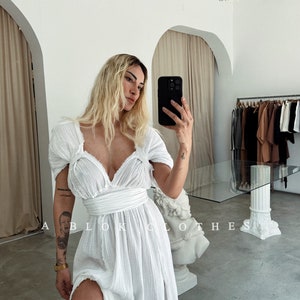 White Boho Dress,Wedding Guest Dress,Maxi Grecian Dress,Egyptian Dress,Roman Dress,Boho Cleopatra Dress,Slit Long Dress,Summer Long Dress, image 3