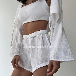 Cotton Crop Top,Women Blouse,Bohemian Blouse,Top with Elastic Back