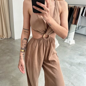 Boho Organic Jumpsuit, Backless Jumpsuit Dress,,Grecian Dress,Summer Dress,Wedding Guest Dress,Festival Outfit,Boho Summer Dress,sexy dress image 9