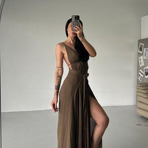 Boho Kimono and Dress Set: Organic Linen-Cotton,High Slit,Goddess,Boho Sexy,Festival,Grecian