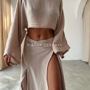 High Double Slit Boho Skirt,Beach Outfit,Maxi Skirt,Hippie,Summer Outfit,Yoga Outfit,Swimsuit Cover up,Mexican Clothing,Tribal Outfit,Gypsy