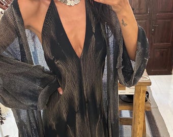 Boho Two Piece Set: Kimono Backless Dress,High Slit,Goddess,Boho Sexy,Festival,Grecian