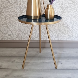 Brass Tray Table with Grey Enamel. Side table/ coffee table / Bedside table