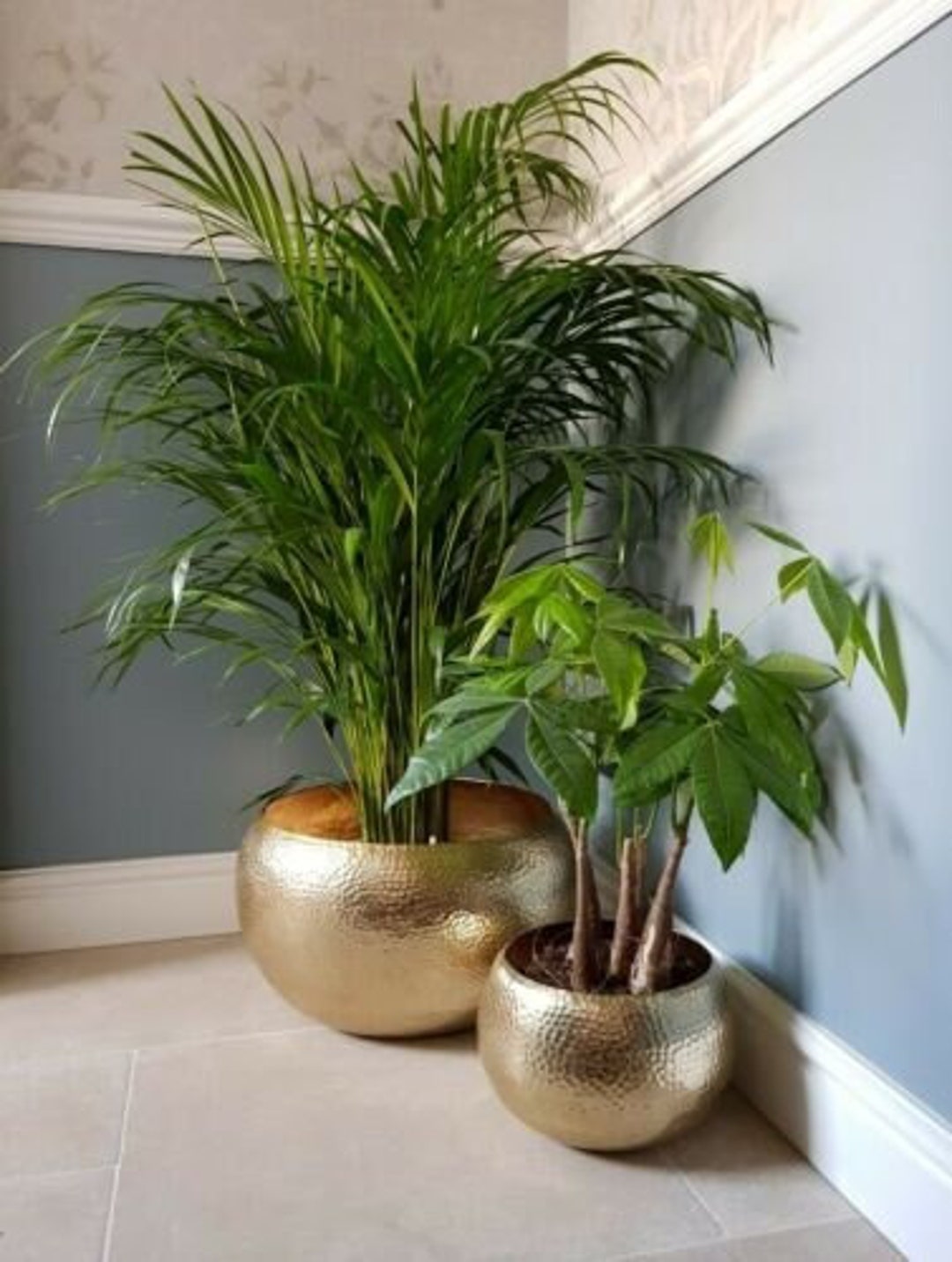 Handcrafted Hammered Brass Planter Pots, Set of 2 - Etsy