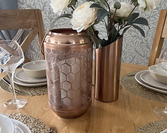 Copper Candle lantern. Handcrafted geometric fretwork
