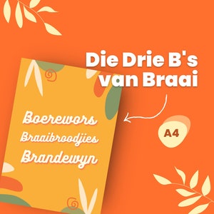 Afrikaans Poster, A4 Inspirational Poster, Braai Print, For Braaiers, South African Saying, Funny Digital Print
