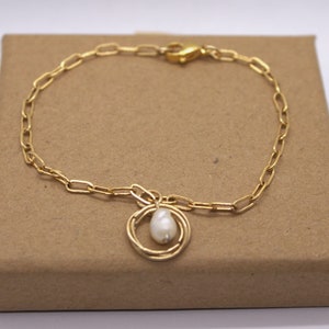 Braclet | Pearl nest, Silver/gold chain
