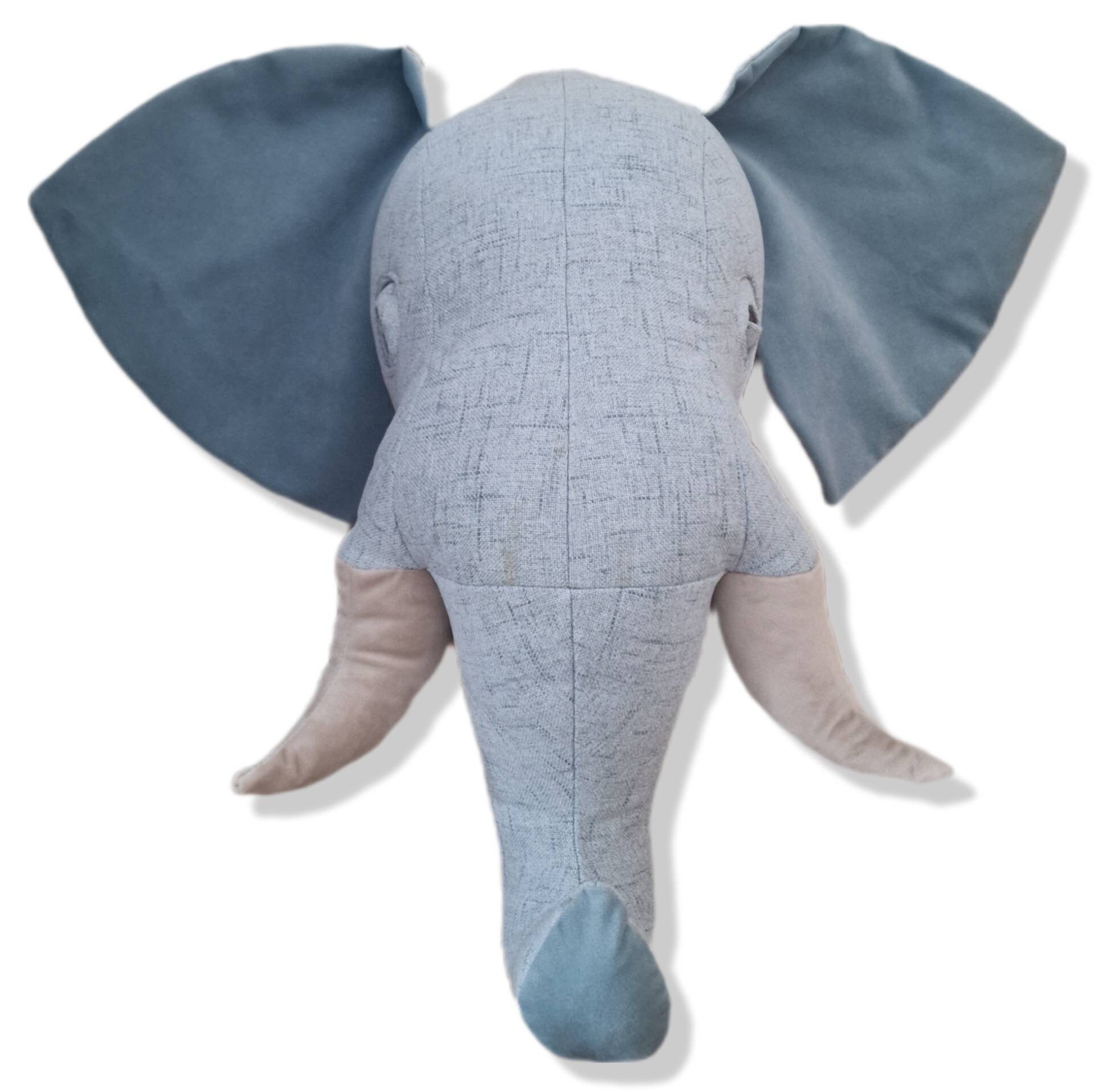 plush elephant head wall mount