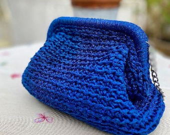 Bolso de mano Anya azul de ganchillo