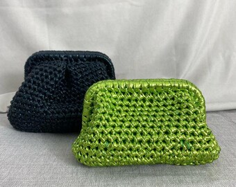Bolso de mano de ganchillo verde Anya