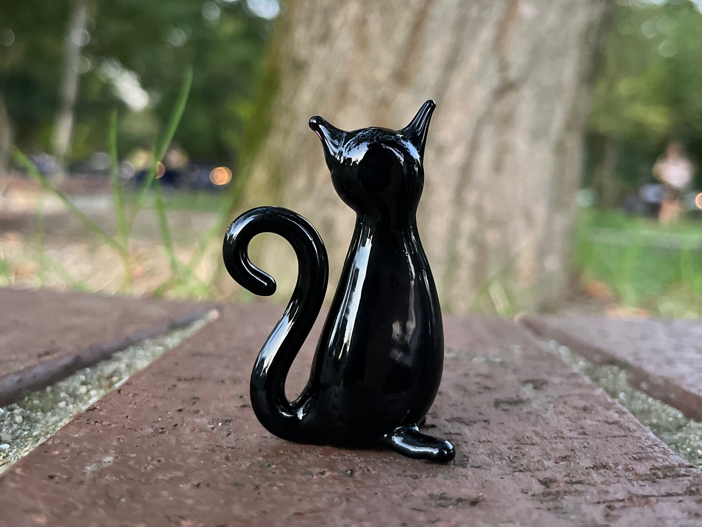 Glass Cat Figurine - Etsy Canada