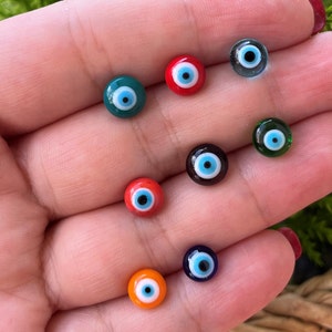 Glass Evil Eye Earrings, Murano Handmade Stud Earrings, Small Evil Eye Jewelry, Turkish Blue Eye Multicolor Earrings, Everyday Earrings