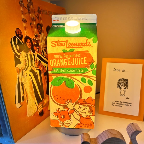 Cute Orange Juice Carton Lamp with On/Off Switch
