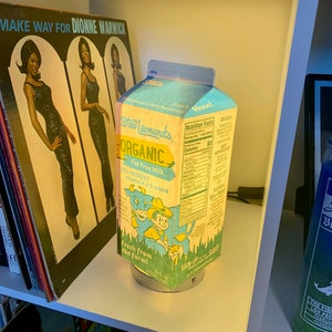 Cute Blue Cow Milk Carton Lamp with On/Off Switch