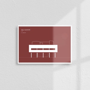 Minimlist architecture poster Villa Savoye Le Corbusier - set 5 different colors posters - digital download
