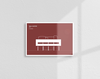 Minimlist architecture poster Villa Savoye Le Corbusier - set 5 different colors posters - digital download