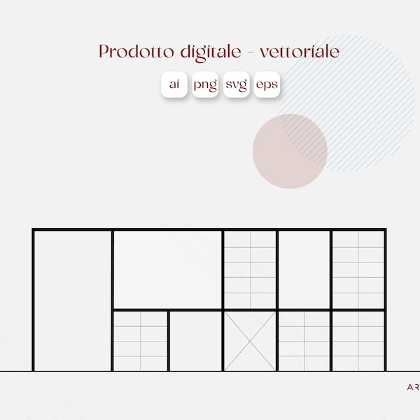 Eames House minimal architecture vector illustration - Ai, svg, png, eps