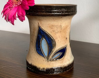 ROGER GUERIN Blue leaf Ceramic Antique Flower vase Pot
