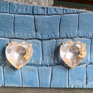 Pierre Balmain Paris Earrings Glass Heart Large Vintage