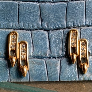 A&S Attwood and Sawyer Earrings Gold Rhinestone Vintage Small